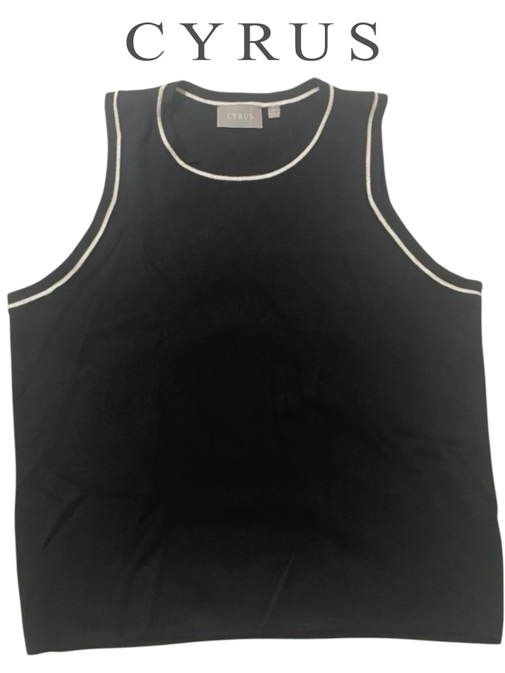 Cyrus Black Tank Top with White Trim